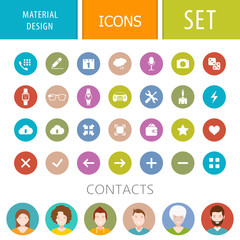 Set of icons in the style of the material design for mobile appl
