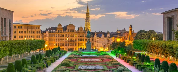 Zelfklevend Fotobehang Brussel Bruxelles au coucher de soleil