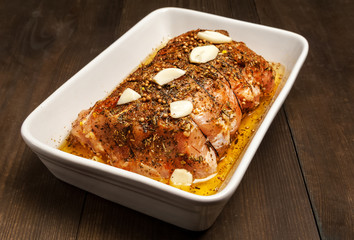 pork in roasting dish