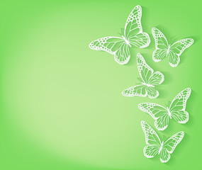 Paper Cut Butterflies Background Isolated for Spring