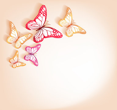 Paper Cut Butterflies Background Isolated for Spring