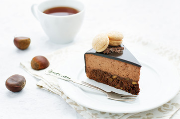 truffle cake with chestnut mousse