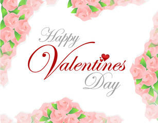 Fototapeta na wymiar happy valentines day pink roses card illustration