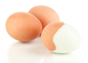 Boiled eggs isolated on white
