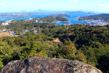 Fototapeta na wymiar 千巌山から見る天草松島の風景