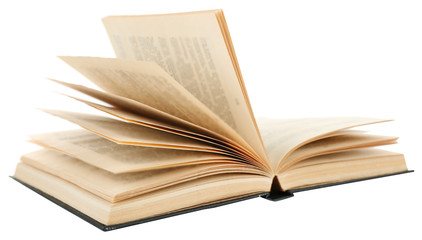 Opened book isolated on white