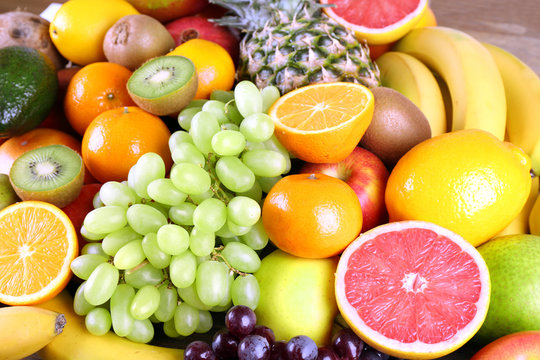 Assortment of exotic fruits close-up