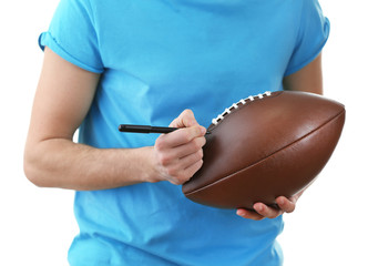 Autographs by American football star isolated