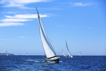 Obraz premium Sailboats in sailing regatta. Sailing. Luxury yachts.
