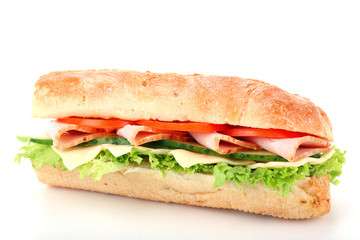 Fresh sandwich isolated on white