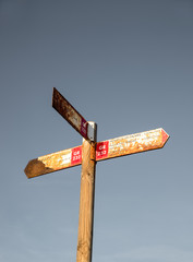 Old hiking signpost