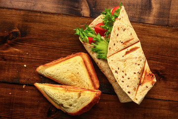 Breakfast with sandwich