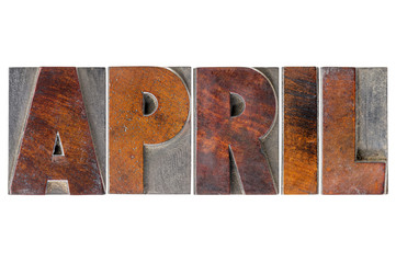 April month in wood type
