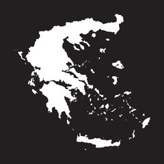 white and black map of Greece