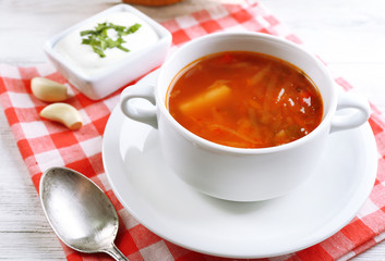 Ukrainian beetroot soup - borscht,