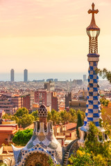 Naklejka premium Park Guell in Barcelona, Spain.