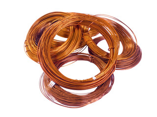copper coils on white background