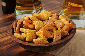 Snack mix on a bar counter