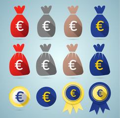 Euro flat style set. EPS10.