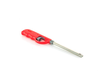 Red Gas lighter for gas-stove on a white background