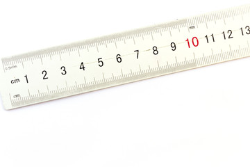 Metallic ruler isolated on white background