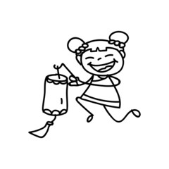 hand drawing Chinese New Year cartoon character