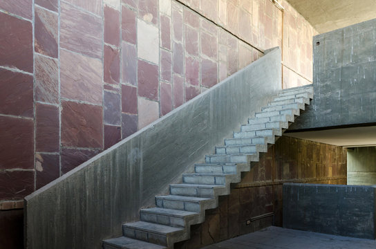 Exposed concrete staircase