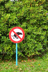 Signs symbolize ban feces dog