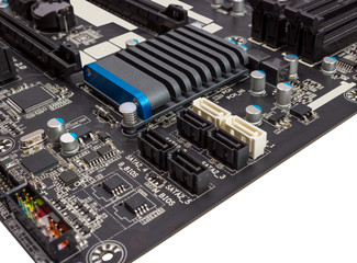 Electronic collection - digital components on computer mainboard