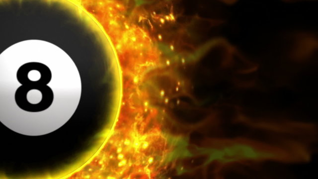 Pool Billiard Number 8 Ball and Flames Background