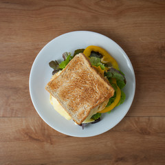 easy sandwich breakfast on wood table