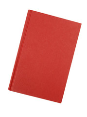 Plain red hardback book front cover isolated on white background photo