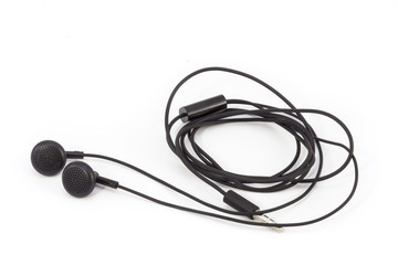 Black earphone isolate on white background