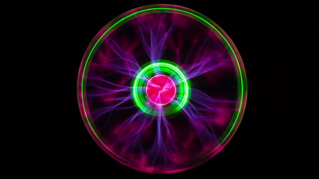 Electric (plasma) balls with lightning. Time lapse