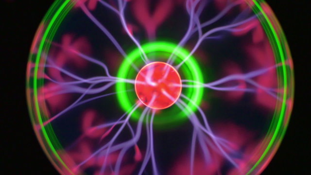 Electric (plasma) balls with lightning. Real time