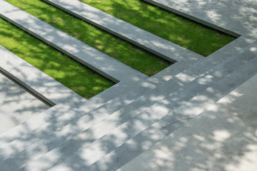 stairway with green grass and gravel texture ,landscape architec