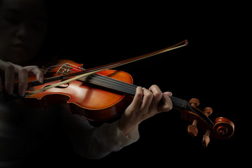 Playing the violin. Musical instrument with hands