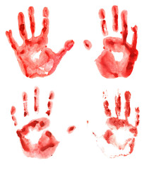 Set with bloody hand prints