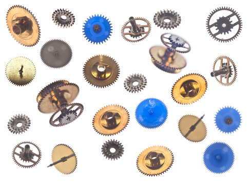 collection of gearweels isolated on white