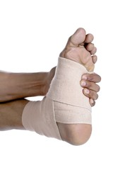 foot with a tensor bandage