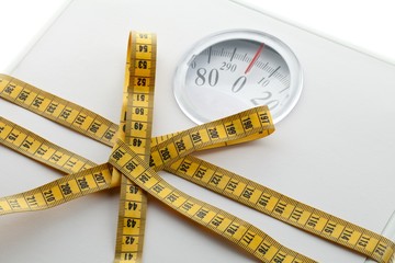 tape measure and weight scale