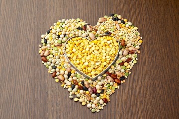beans assorted in heart shape