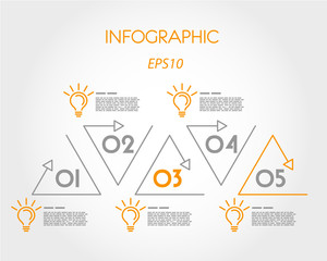 triangular linear infographic with bulbs