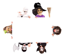 Kids in Halloween costumes