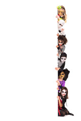 Kids in Halloween costumes