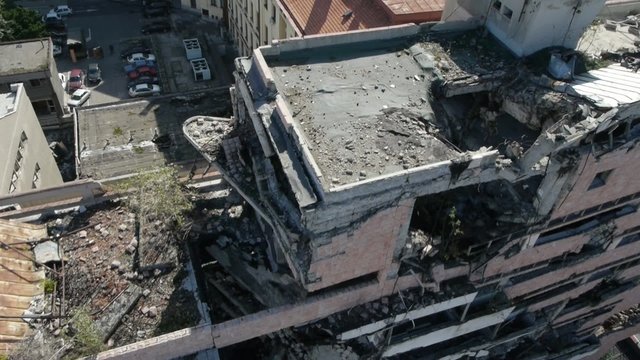 Serbian military headquarter bombed by NATO in 1999.