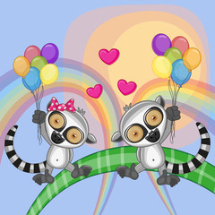 Naklejka premium Lovers Lemurs