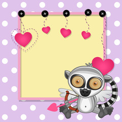 Naklejka premium Cupid Lemur with frame