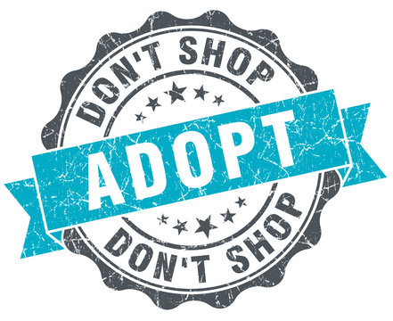 adopt don't shop vintage turquoise seal isolated on white