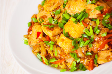 steamed vegetables with meat